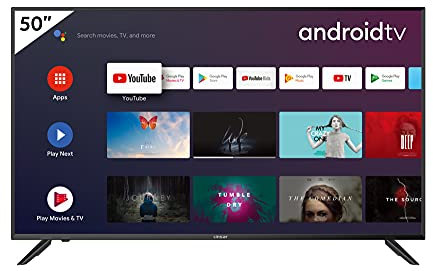 Linsar - TV 50 Pouces - Télévision 50 Pouces, UHD (3840x2160), Android/Google Smart TV, Chromecast, Triple Tuner DVB S2/T2/C/CI+, WiFi, Bluetooth, USB, HDMI, Cadre Mince, Netflix, Prime, Youtube