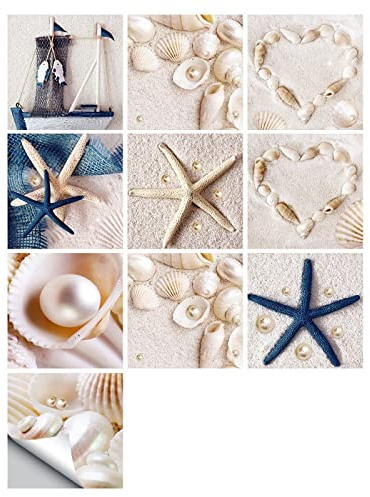 20 Stück Fliesenaufkleber Wandfliesen Aufkleber,Sommer Strand Seestern Muscheln, selbstklebende Peel und Stick Backsplash Decals für Küche Bad Dekor,15x15cm