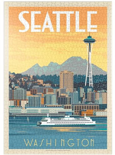 Seattle, WA: Ferry, Vintage Poster - Premium 1000 pieces Puzzle - MyPuzzle special collection from Anderson Design Group