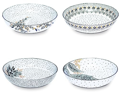 Portmeirion Home & Gifts Sara Miller London Artisanne Noir 21,8 cm låg pastaskål med gulddetaljer