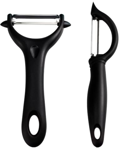 Pelapatate, 2 Pezzi Pelapatate Professionale Manuale Pela Patate e Verdure per Frutta Verdure Carote (nero)