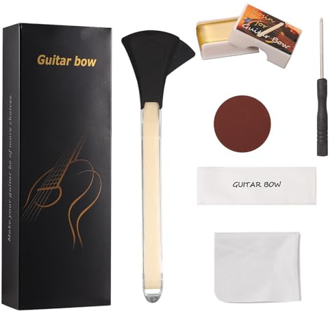 Arco de Guitarra, 2 en 1 Aleación de Aluminio y Crin Caballo Arco de Guitarra con Colofonia Papel Lija Paño Herramientas Divertidas para Tocar Instrumentos Crea Sonidos Violín y Violonchelo