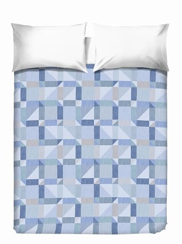 PENSIERI DELICATI Copriletto Matrimoniale 260 x 280 cm, Telo Singolo 100% Cotone Pique, Ideale Come Telo Arredo, Coperta Salva Letto 2 Piazze, Fantasia Atene Azzurro, 100% Made in Italy