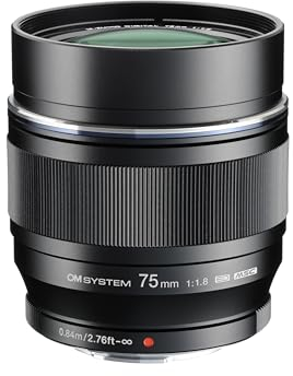 OM System M.Zuiko - Objetivo Digital ED 75 mm F1.8, Longitud Focal Fija rápida, Apto para Todas Las cámaras MFT (Modelos Olympus OM - D & Pen, Serie G de Panasonic G), Negro