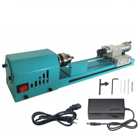 Verbesserte Drechselbank mit aktiver 110-V-240-V-Mini-Holzmaschine, einstellbares Rotationswerkzeug, 7-Gang-Stromversorgung(Upgraded T2)