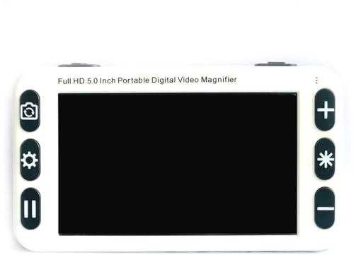 Lente d'ingrandimento digitale portatile, ausilio elettronico per la lettura, touchscreen da 5 pollici 800x480 con supporto pieghevole per ipovedenti, obiettivo della fotocamera per lontano,White