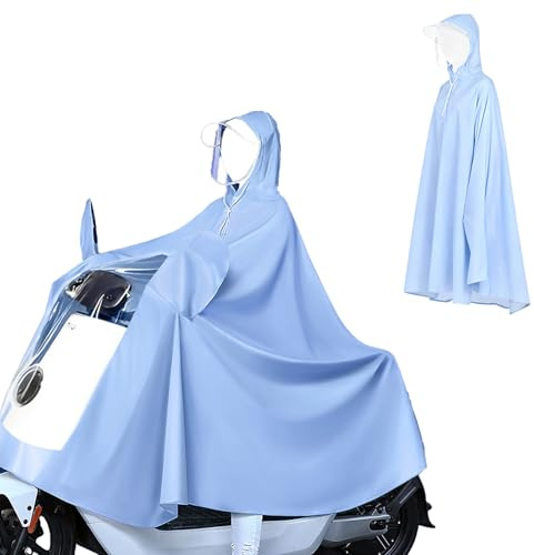 Culnflun Impermeable, Material de PVC Ciclo eléctrico Rain Poncho Long Full Body Full Cycling Rain Impermeable, para Scooters eléctricos (4X Spiegelabdecktyp Blau)