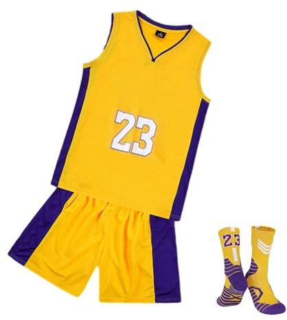 duzhengzhou Für Kinder Basketball Jersey Set Nr.23/24 Basketball Trikot Mit Socken Sleeveless Basketball Trikot(ZMUS,L)