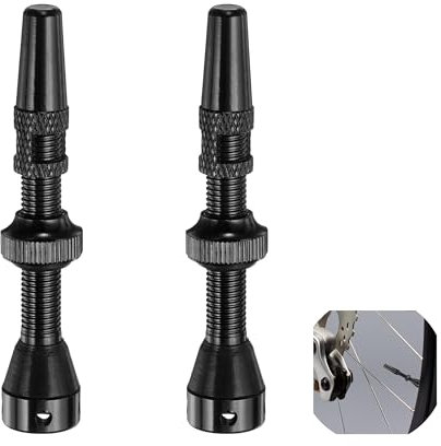 2 Stück Tubeless Ventile,44mm Fahrrad Presta für Schlauchlos Reifen,Alu Valve Fahrradventil Zubehör,Ventileinsatz Bike Set,Tubeless-Ventil,für Extenderventil Reifenventil Ersatz