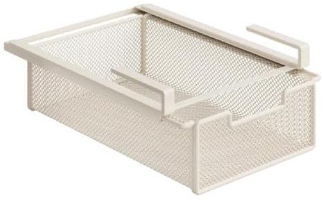 DimyFew Cestelli Sottomensola, Mensola 37x25x12 Cm, Cesto Portaoggetti Sospensione, Cestino, Cassetto, Organizer per Riporre Oggetti Sottopensile Appende a Superfici Spessore Inferiore a 2,5 Cm