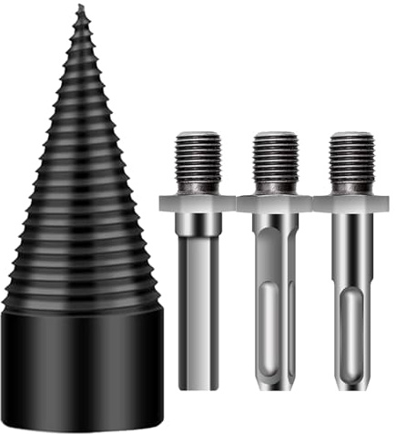 Taladro para astillas de madera, herramienta de corte de leña con 3 puntas, hendidura de madera de alto rendimiento, nieve eléctrica extraíble para ejercicios de fuerza
