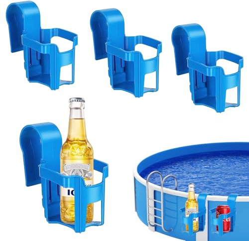 Udbrud Portavasos Junto a la Piscina, 4 Piezas sobre el Suelo Desmontable de Portavasos Accesorios Colgante para Piscina Playa