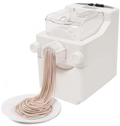 Macchina automatica per la pasta perfetta fatta in casa con nove forme, motore in rame in circa tre minuti di pasta fresca senza additivi per famiglie a casa, salvaspazio bianco