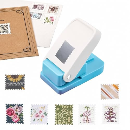 Perforadora de Papel Rectangular 2x2,5cm, Troqueladora Sello de Correos para Scrapbooking, Manualidades Acción de Palanca para Etiquetas DIY ya Tarjetas