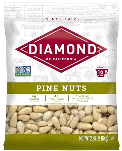 Diamond of California Shelled Pine Nuts, Raw Unsalted Pine Nuts for Pesto, Baking, Snacking, and Salads, 2.25 oz.