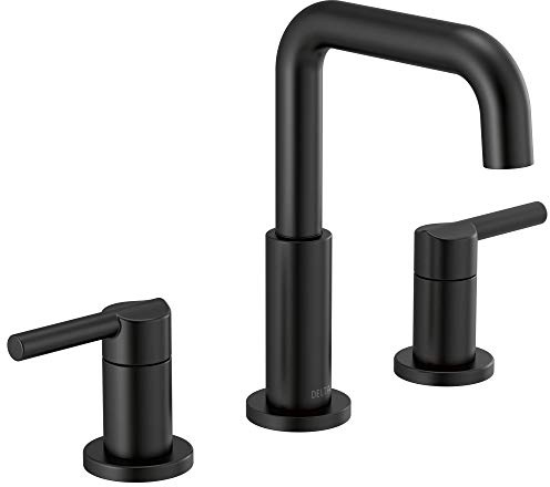 Delta Faucet Nicoli Widespread Bathroom Faucet 3 Hole, Matte Black Bathroom Faucet, Bathroom Sink Faucet, Drain Assembly, Matte Black 35849LF-BL