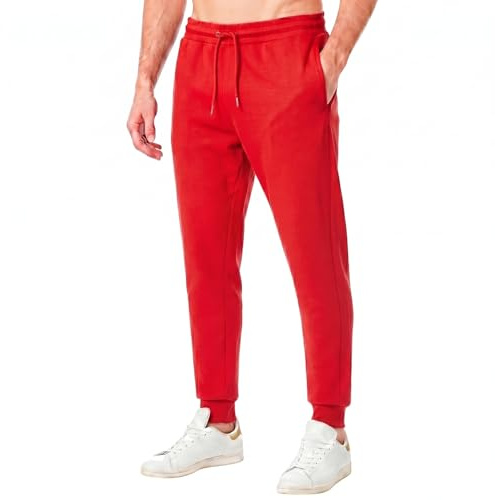 RIPT Pantaloni Jogging Uomo Fleece – Joggers con Coulisse, Polsini e Tasche, Pantaloni Tuta Morbidi per Palestra Fitness e Loungewear (Rosso, L)