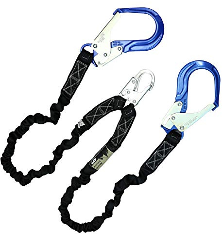 AFP 6FT Double Leg Internal Shock Absorbing Safety Fall Protection Lanyard with Dual Aluminum Pelican Rebar & Steel Snap Hook | Heavy-Duty Webbing | OSHA & ANSI Rated (Aluminum)