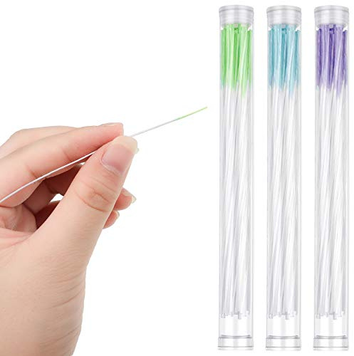 Maitys Lot de 180 nettoyeurs de trous pour boucles d'oreilles, fil de nettoyage de perçage, parfum rose, soin des oreilles, fil dentaire jetable (violet, vert, bleu)
