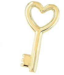 forme di Lucchetta - Herzförmiger Schlüssel-Anhänger aus 14K Gelbgold, Goldanhänger Damen Mädchen 585 Echtgold für Kette (bis zu 4 mm) - hergestellt in Italien