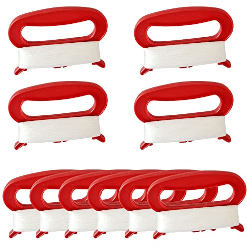 10 Pack Kite String Handle with 98ft Line Red Mini Kite Spool Flying Accessories for Kids and Adults (L, Width: 11.5CM/4.53 inch)