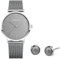 BERING Damen Set mit einer Analog Quarz Armbanduhr aus der Classic Collection und Ohrringen in Edelstahl mit grauem Keramik-Element 13436-309-GWP