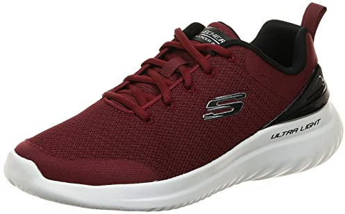 Skechers Herren Bounder 2.0 NASHER Sneaker, Burgundy Mesh/Black Trim, 48.5 EU