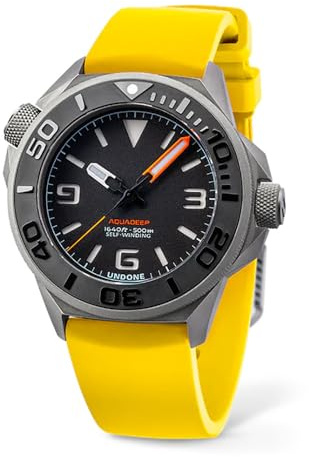 Undone AQUADEEP SIGNAL Automatik Titan Silikon Schwarz Gelb Saphir Herrenuhr