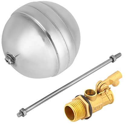ZAWELIYO Schwimmerventil aus Edelstahl, Edelstahl-Schwimmkugel-Schwimmerventil, Schwimmerkugel-Set, DN15, G1/2 Messing-Außengewinde, Wassersensor für Tankmontage