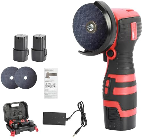 Mini Meuleuse D'Angle éLectrique, Meuleuse D'Angle Sans Fil 550 W, Polisseuse AlimentéE Par Batterie 16.8 V, Outil De Coupe Et De Polissage à Faible Bruit, 9000rpm/Min, Chargeur Inclus,2 Batteries (A)
