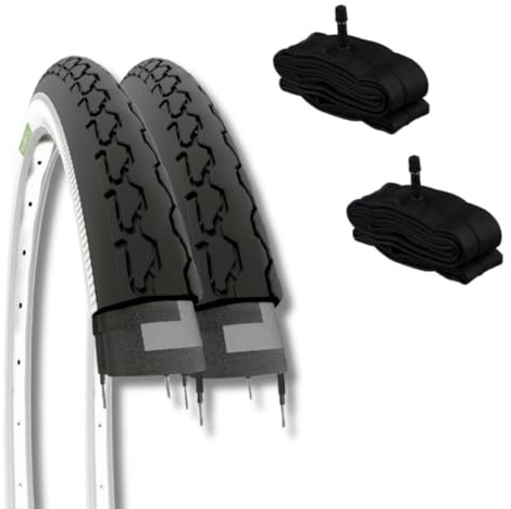 EBI24BXE Lot de 2 pneus 24 x 1 3/8 (37-540) + Chambres Amérique pour vélo de Ville pour Enfant/garçon