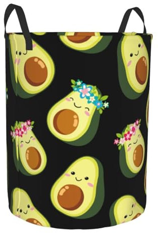 Cesta De Lavandería Flores De Aguacate Cestos De La Ropa Sucia Elegante Bolsas De Ropa Redondo Cesta De Almacenamiento Para Hotel Dormitorio 40X50Cm