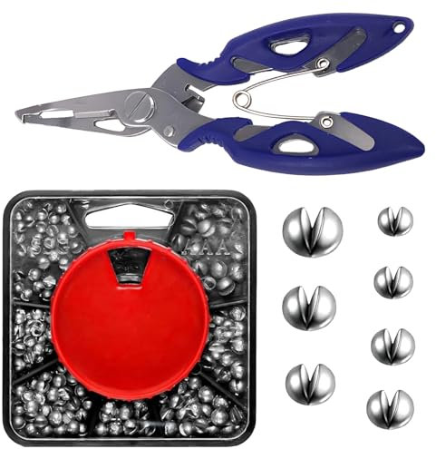 Split Shot Fishing Weights, Fishing Weight Shots, 180 Pcs Fishing Weights With Pliers And Compartment Box, 7 Sizes Fishing Shot, They Suitable For Coarse Angling