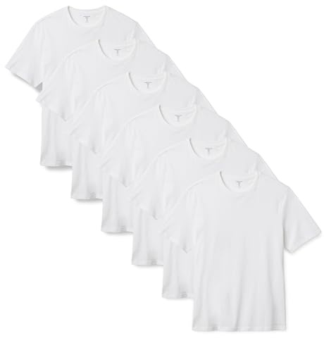 Amazon Essentials Uomo Maglietta Girocollo a Maniche Corte Vestibilità Regolare, Pacco da 6, Bianco, XXL