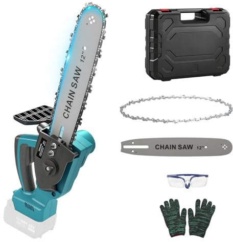 Cordless Chainsaw for Makita 18V Battery, 12 Inch Mini Chain Saw with Security Lock, 1000W Handheld Electric Chainsaw for Wood Cutting, Tree Trimming (Without Battery)