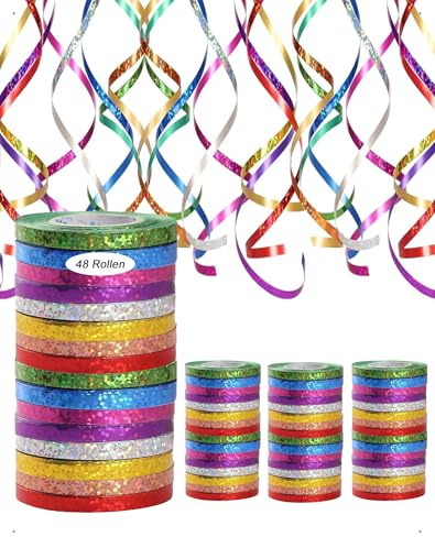 SanKristo 480 Colors Curling Ribbons, Serpentinas de Cumpleaños, Cinta para Globos Regalos, Decoración para Fiestas de Cumpleaños, Nochevieja, Carnaval, Bodas, Cinta de Regalo