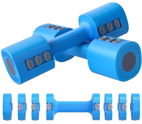 SPORTNOW Juego de Mancuernas Ajustables 4 en 1, 1/1,5/2/2,5 kg, Juego de Pesas y Mancuernas de Metal con Mangos Antideslizantes y Diseño Cuadrado, para Entrenamiento en Casa, Gimnasio, Azul