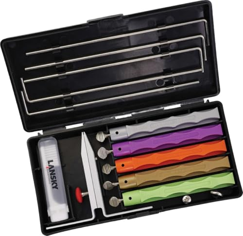 Lansky Diamond Sharpening System: Deluxe 5-Stone Diamond Knife Sharpening Kit with Ultra-Fine Hone & Brush – LKDMD5