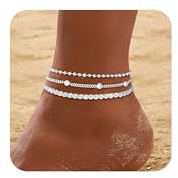 ZNBOH Bracelet de Cheville Femme Argent Sterling 925 Or Chaine de Cheville | Bracelet de Cheville Réglable Imperméable en Zircon,Cœur, Fleur,Trèfle,Perlé ,Tennis,Papillon,Pied Bijoux d'été Plage Cadeaux