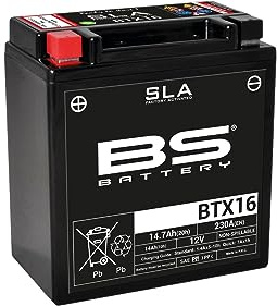 BS Battery 300763 btx16 AGM SLA Batería de moto, color negro