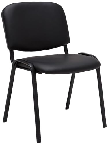 CLP Sedia Visitatore Ken Imbottita I Sedia Attesa Imbottita In Similpelle I Sedia Impilabile Portata Max 120 KG, Colore:nero