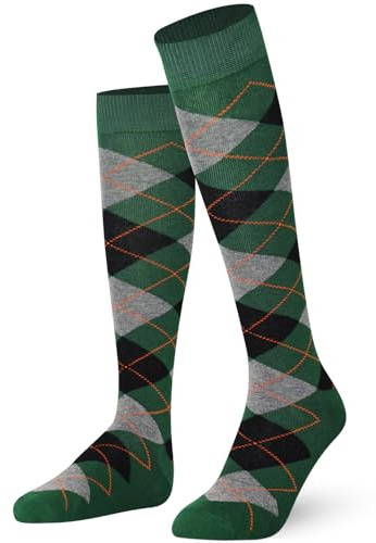 MySocks Hommes Femmes Genou Haute Chaussettes,Vert Cendre Noir Orange,36-41