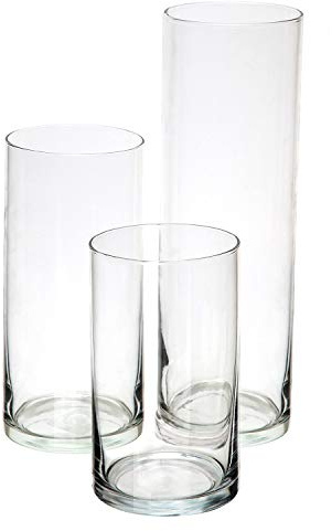 Royal Imports Glass Cylinder Vases for Centerpieces – Set of 3 Clear Hurricane Vases for Wedding, Table Decor, Floating Candles, Flowers, Candle Holders, Extra Tall Clear Vase Set, 6 / 8” / 11”