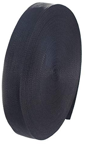50 Metros x 38mm Correa de Correas de Polipropileno - 1,4mm Espesor - Multiusos PP Cinta para Bricolaje Craft Mochila Flejes Delantal Bolsas, Negro TKB5071 Black