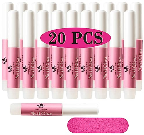 MAGIC ARMOR 20 Stück Professionelle Nagelkleber 2g Nagelkleber Für Tips Nagelkleber für Kunstnägel extra stark Schnelltrocknend Nail Art Glue für die Nagelverlängerung und Reparatur von eingerissene