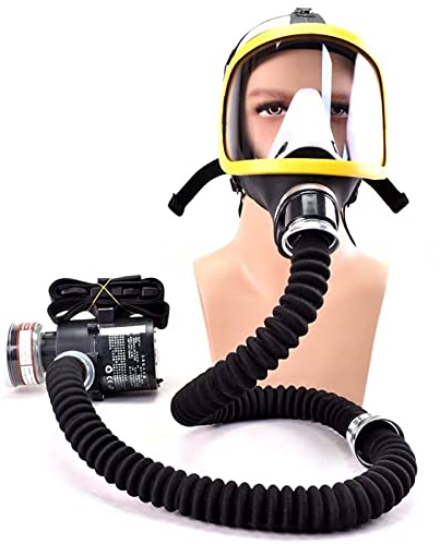 1 set elettrico alimentato ad aria maschera antigas a pieno facciale dispositivo sistema di respirazione a flusso costante dispositivo di respirazione tubo maschera regolabile