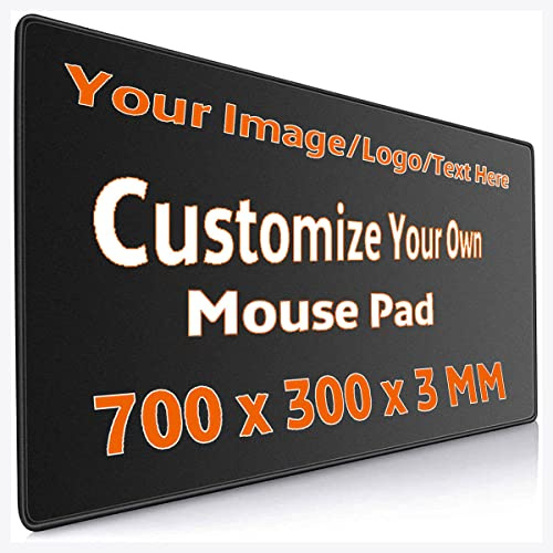 UOKIIYUA Grand Tapis de Souris de Jeu personnalisé, Tapis de Souris à Bords Cousus personnalisés avec Votre Image et Texte, Fournitures de Bureau 70x30cm