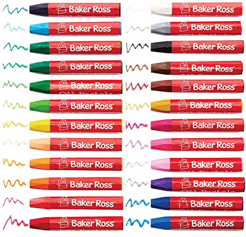 Baker Ross FC843 Oljepasteller – set med 24 färger, färgning och teckning, konsttillbehör för barn