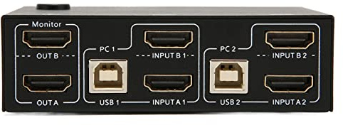 KVM Switch HDMI 2 Port Box, Dual Monitor KVM Switch HDMI 2 Port För 2 Datorer Bärbara Datorer, Stöd 3840x2160 Vid 30Hz, 1920x1080 Vid 60Hz, HDCP 2.0 Standard