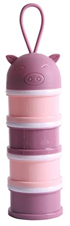 Dispenser per Latte in Polvere a 4 Strati Contenitore per Latte in Polvere Portatile Contenitore per Alimenti per Bambini Scatola per Contenitori per Alimenti da Viaggio (Pink)